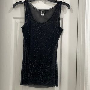 Express Mesh sequin tank top. Sequins on front plain mesh back size small